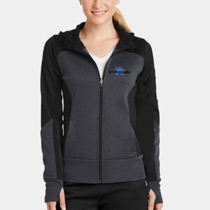 Ladies Tech Fleece Colorblock Full Zip Hooded Jacket Thumbnail